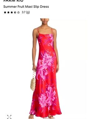FARM Rio Red and Pink Floral Slip Maxi Dress